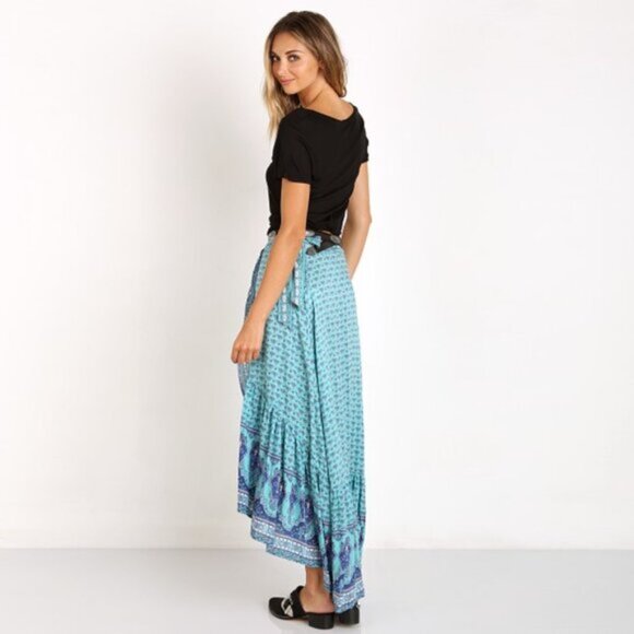 Spell & the Gypsy Collective Sunset Road Wrap Skirt Aqua XS b35 - Picture 9 of 14